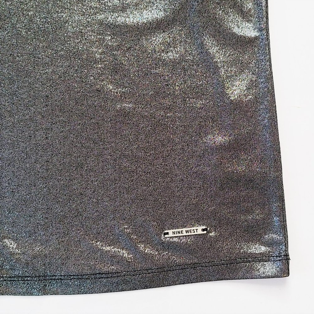 NWT NINE WEST Metallic Shimmer Foil V-Neck Top - Picture 6 of 6